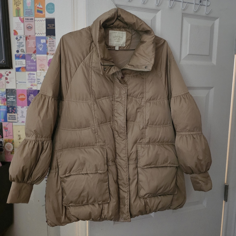 Women's Brown Puffer Coat - Mid Length
